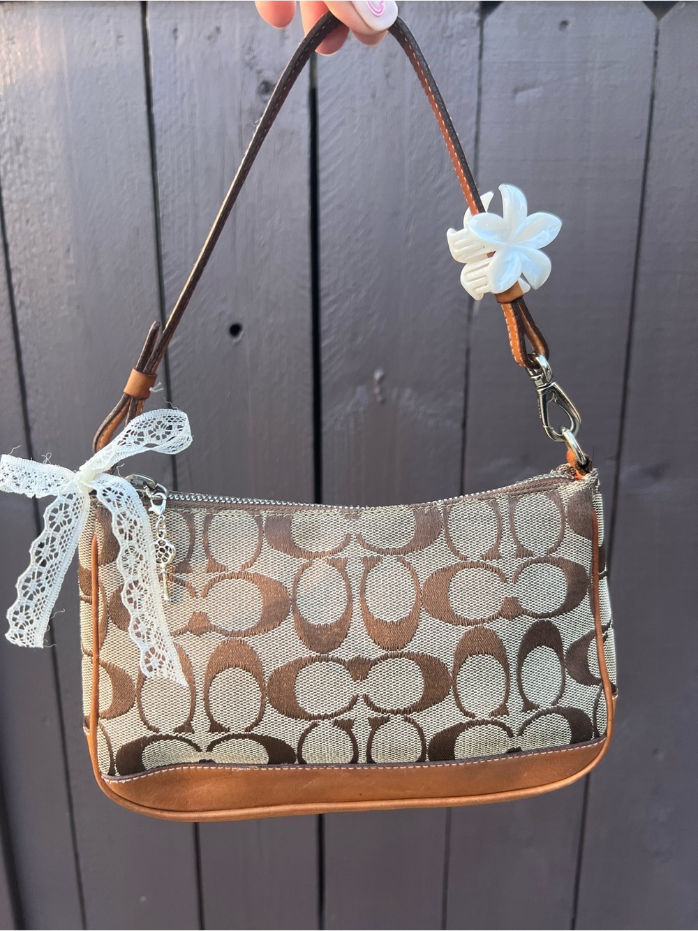 Vintage Y2K Coach Signature Canvas Demi Pochette Shoulder Bag